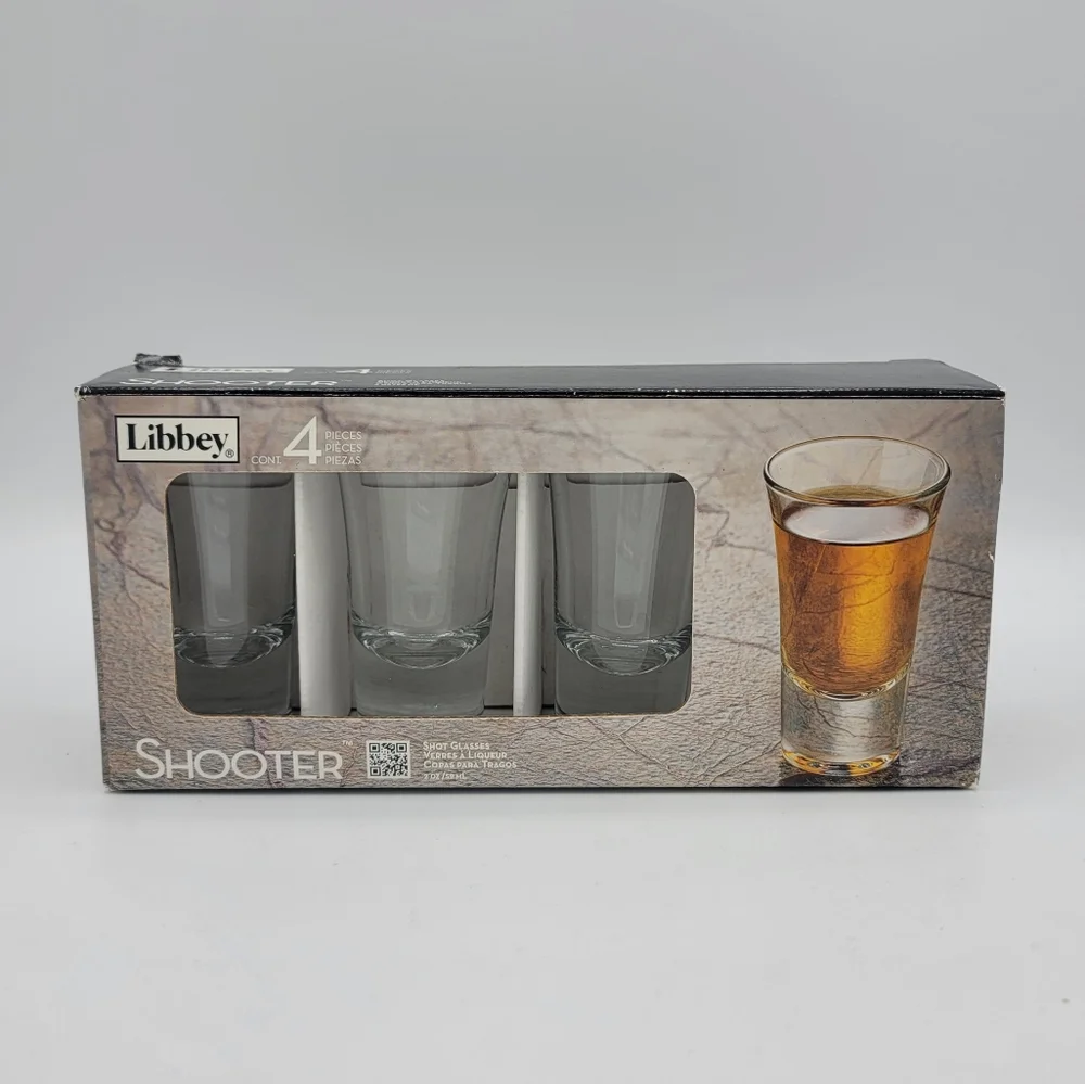Libbey Charisma Shot Glasses Set of 4 Shooter Glasses Clear Heavy Base Barware